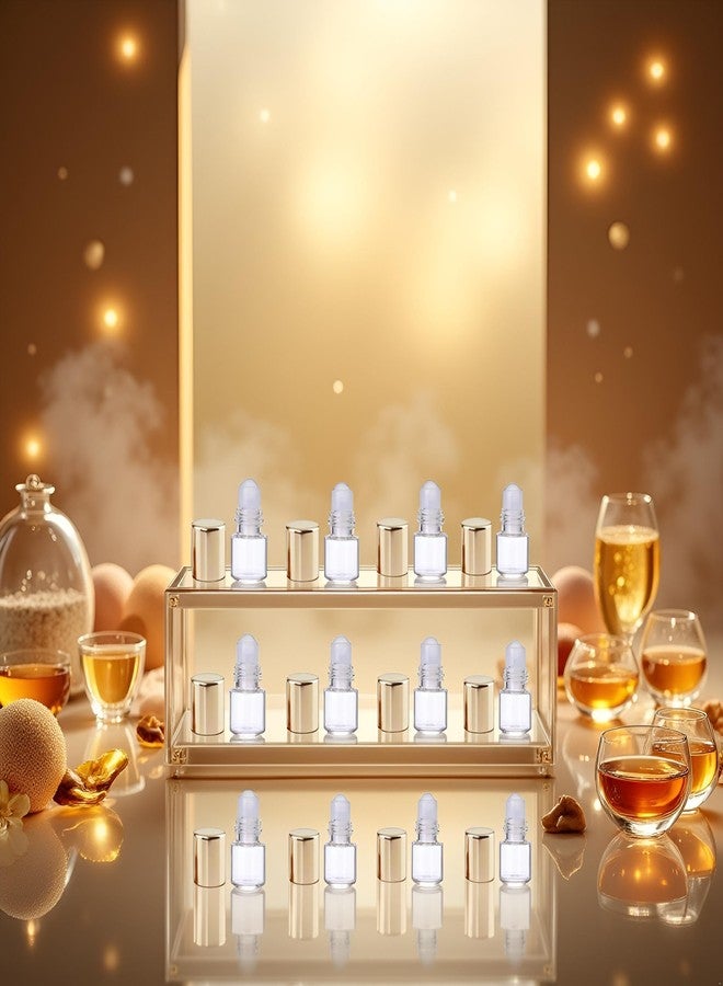 WLngtv 12Pcs Gold Glass Roll-on Bottles for Essential Oils,1ml,Mini Glass Roll on Bottles Roller Refillable Essential Oil Aromatherapy Sample Vials Roller Container,Refillable Cosmetic Roller Bottles - Image 3